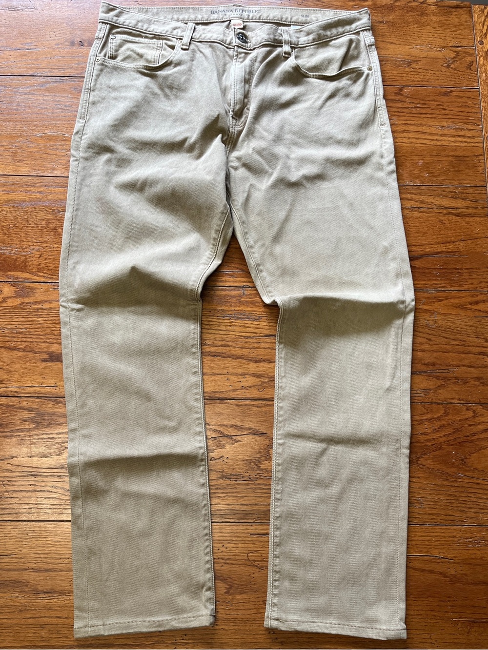 Banana Republic The Traveler Denim Tan Pants 36x32